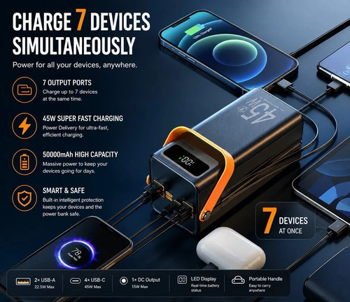 Power bank 50000mah - 50000mah, 45w